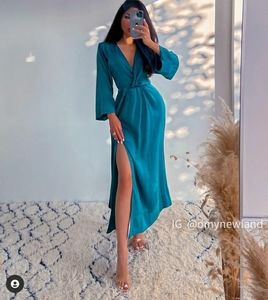 Zara satin effect midi dress duck green